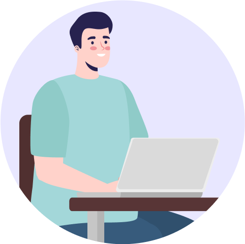 PCを操作する男性のイラスト