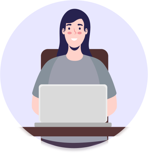 PCを操作する女性のイラスト