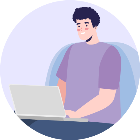 PCを操作する男性のイラスト