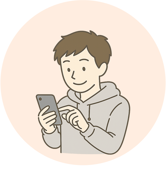 携帯を触る男性