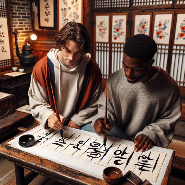 仁寺洞書道体験—ハングル筆ペンで書く自分の名前