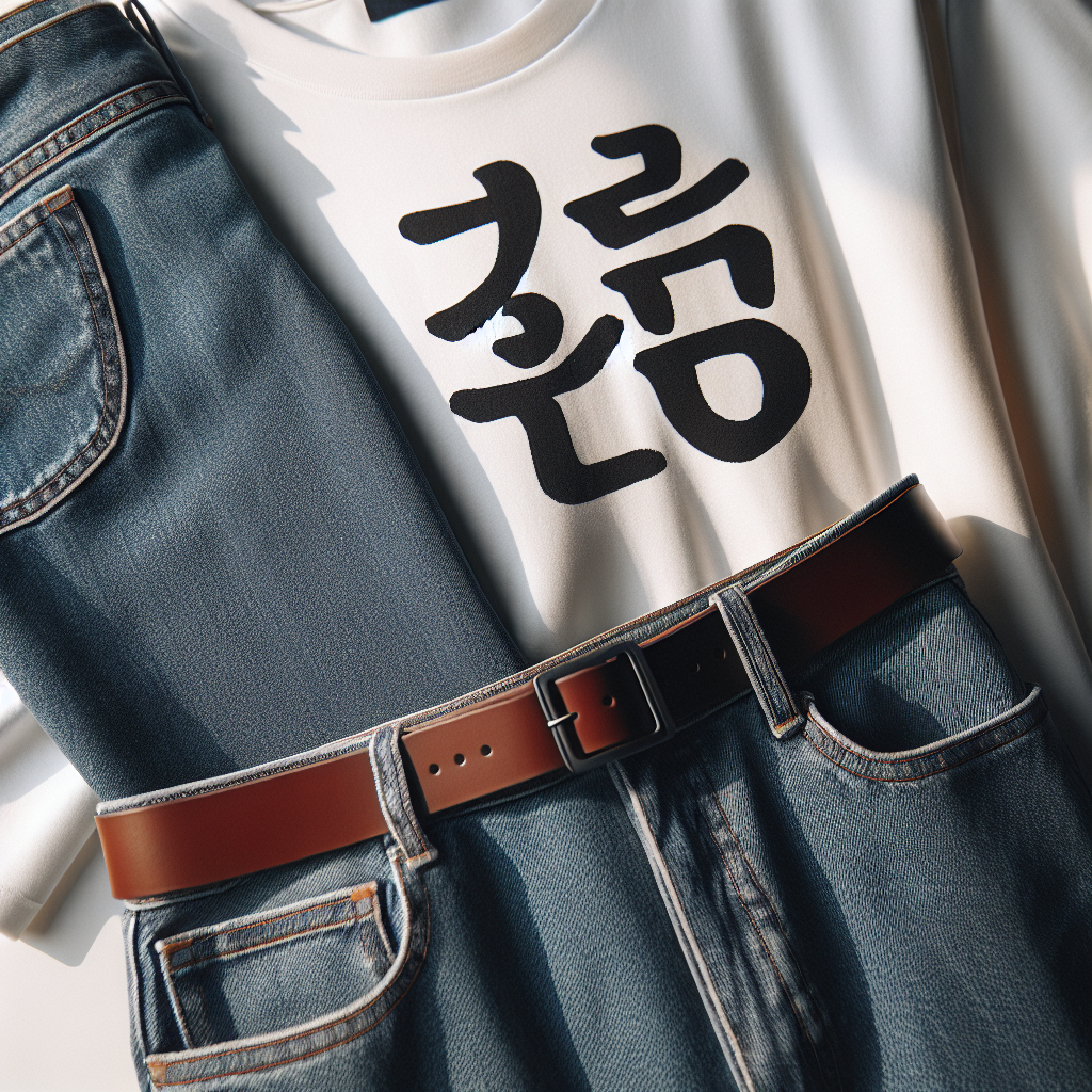 -ハングルTシャツとデニムの鉄板コーディネート
