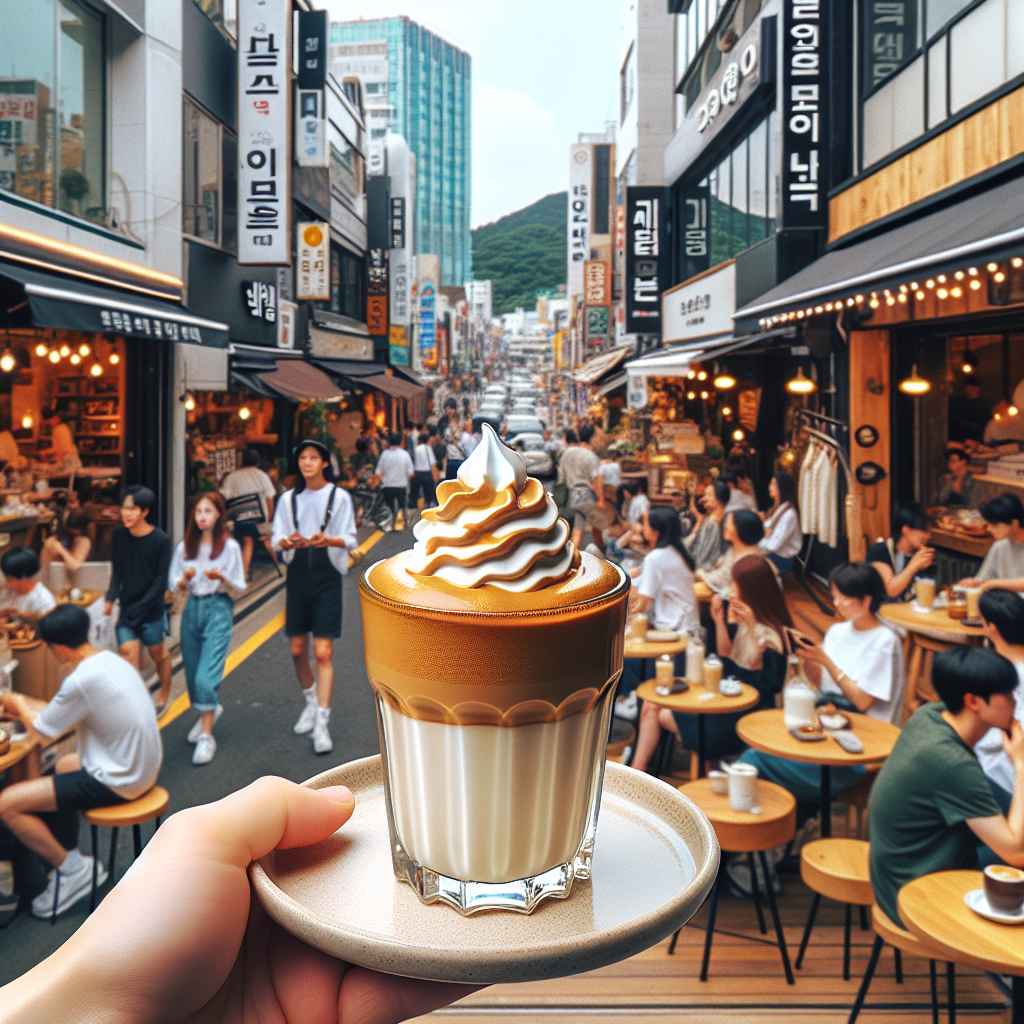 釜山カフェ通りで人気のダルゴナコーヒー