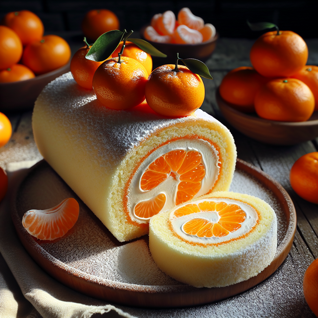済州島産みかんをふんだんに使ったロールケーキ