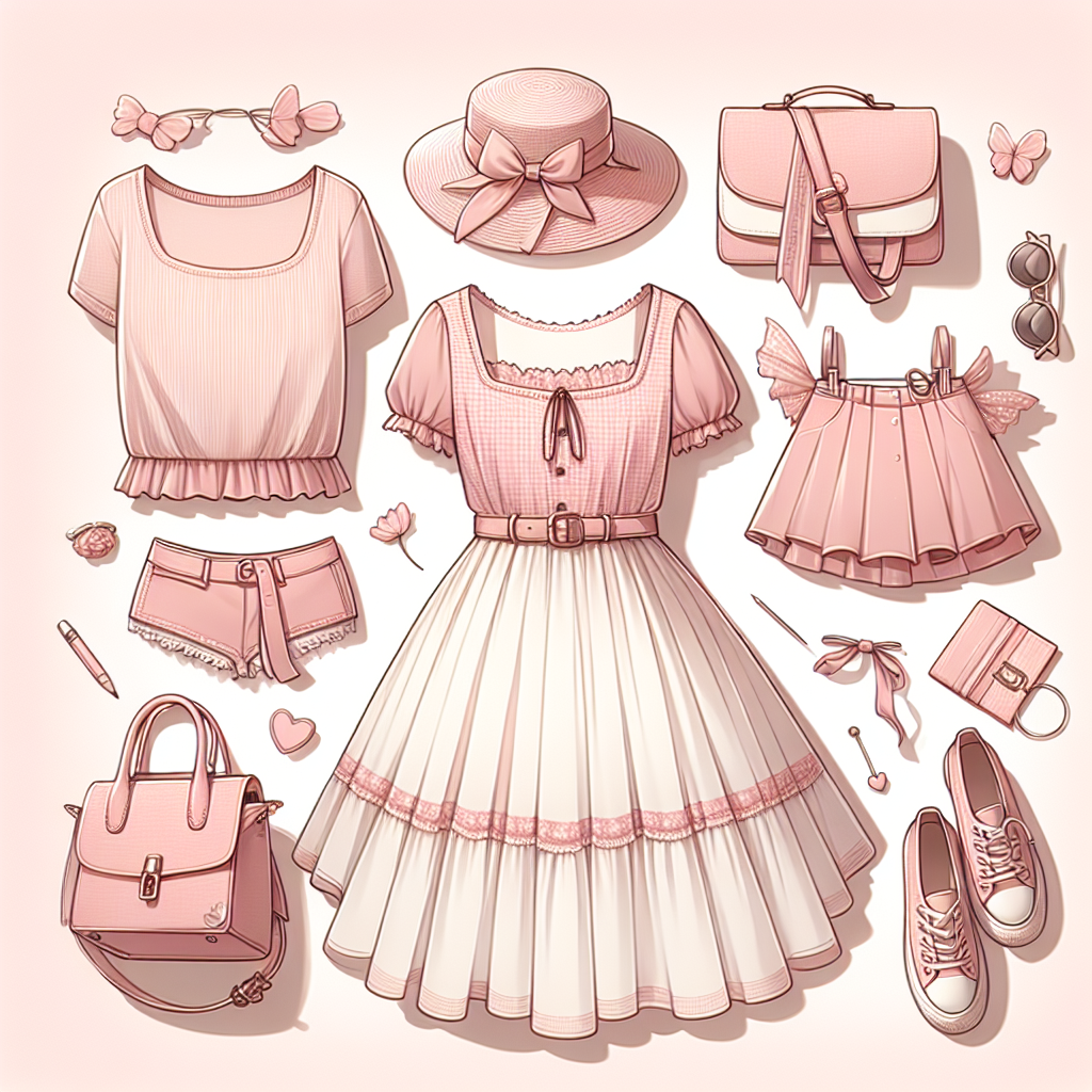 -パステルピンクで甘めガーリーコーデ