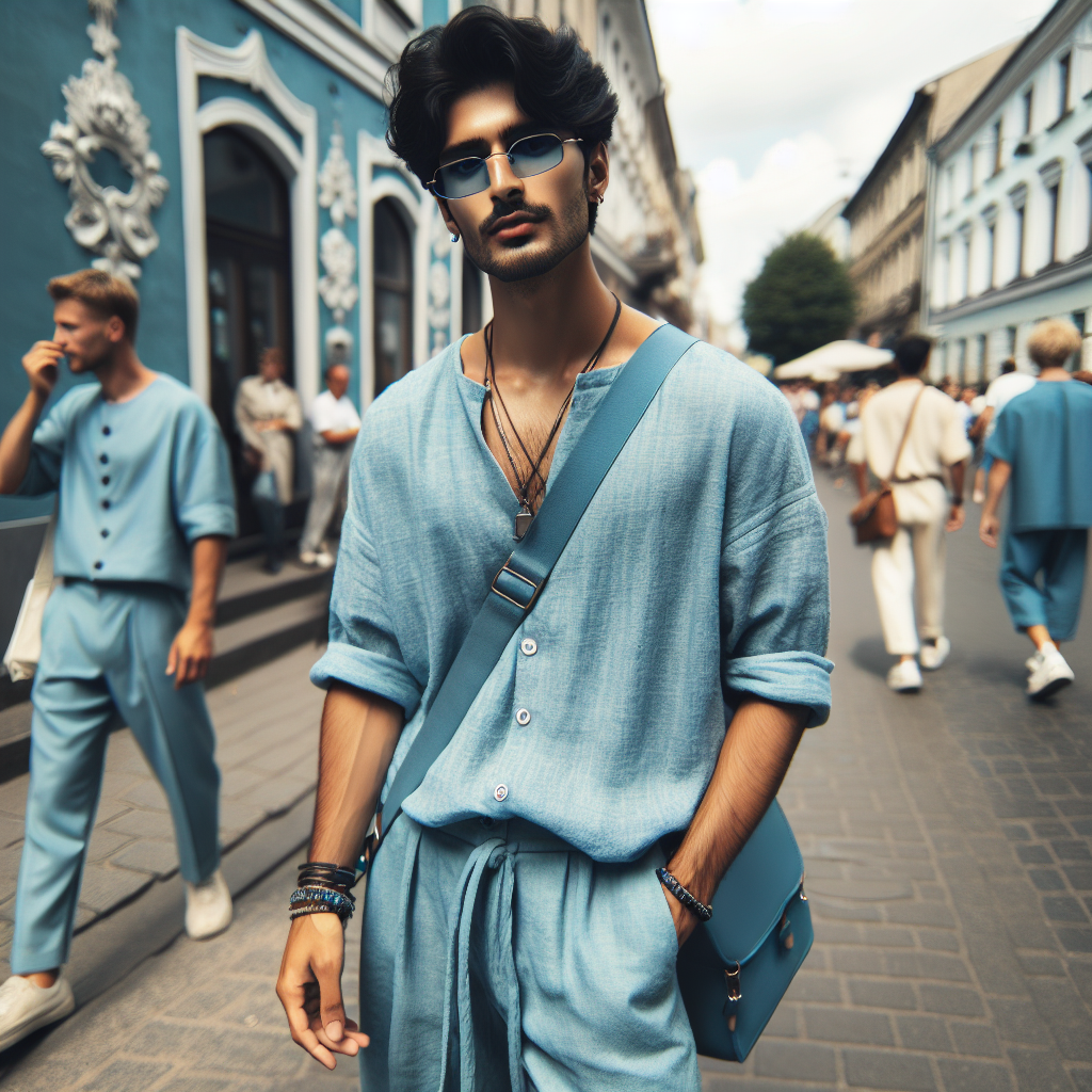 -スカイブルーを取り入れたクールなストリートファッション